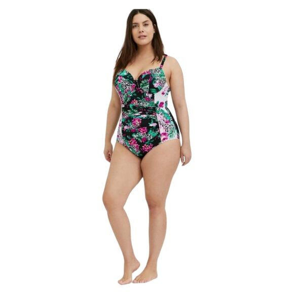 torrid Other - TORRID leopard and floral Slim Fix Underwire One Piece Swim, 4X, DD/F.
